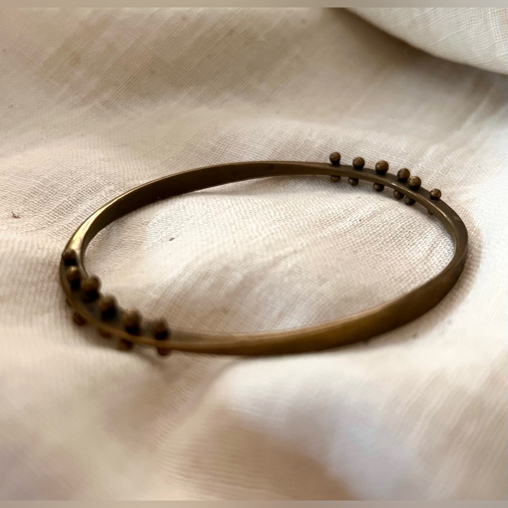 Jack Boyd Mid Century Spore Bracelet, Brass Brutalist Modernist Bangle
